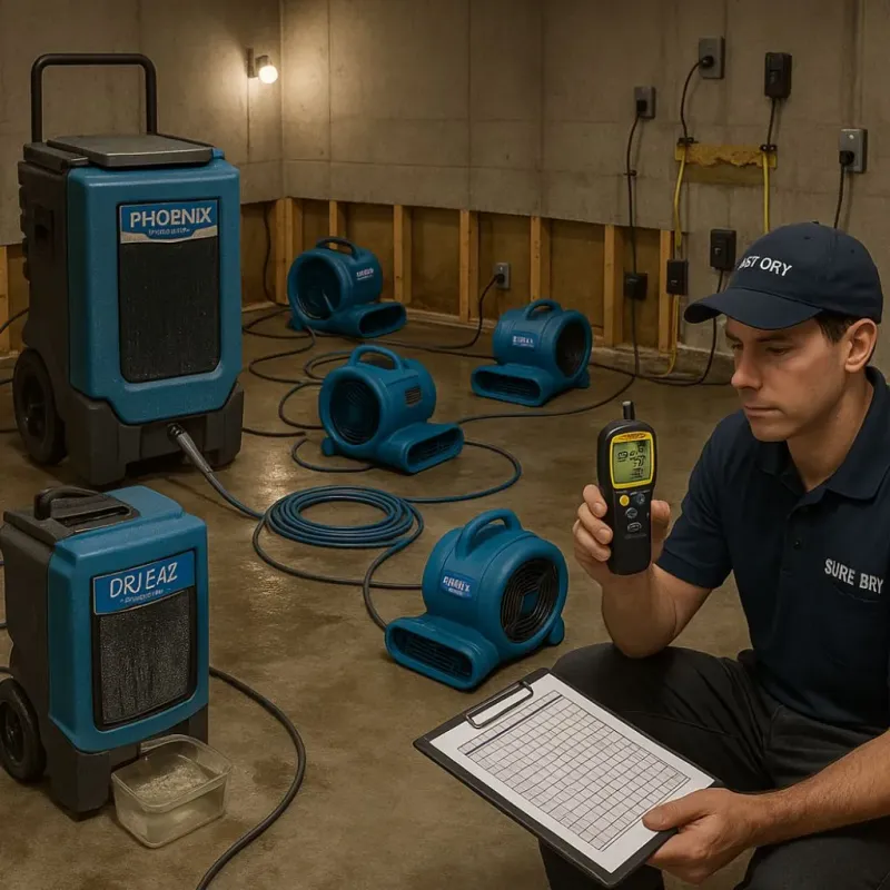 Structural Drying and Dehumidification process in Quebrada, PR
